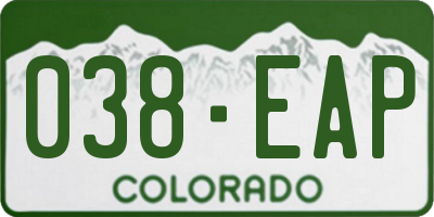 CO license plate 038EAP
