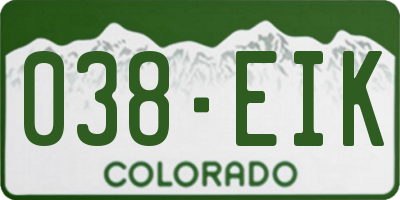 CO license plate 038EIK