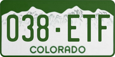 CO license plate 038ETF