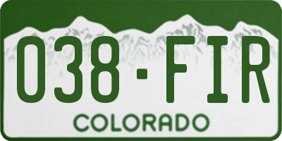 CO license plate 038FIR