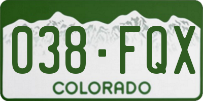 CO license plate 038FQX
