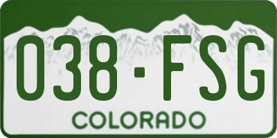 CO license plate 038FSG
