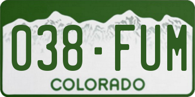 CO license plate 038FUM