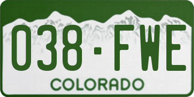 CO license plate 038FWE