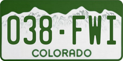 CO license plate 038FWI