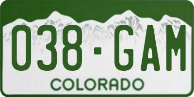 CO license plate 038GAM