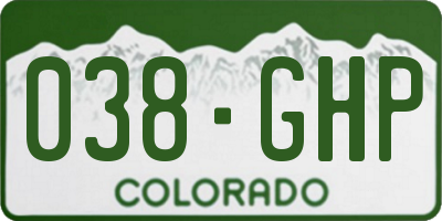 CO license plate 038GHP