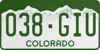 CO license plate 038GIU