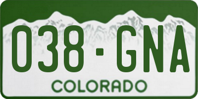 CO license plate 038GNA