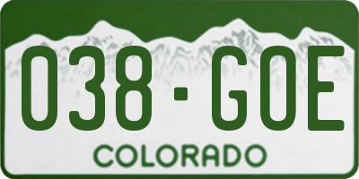 CO license plate 038GOE