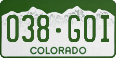 CO license plate 038GOI