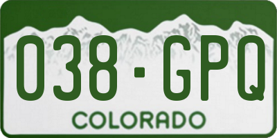 CO license plate 038GPQ