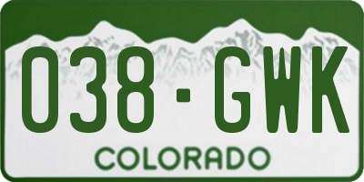 CO license plate 038GWK
