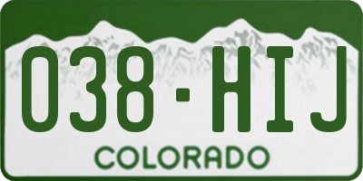 CO license plate 038HIJ