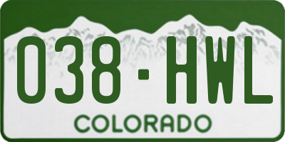 CO license plate 038HWL