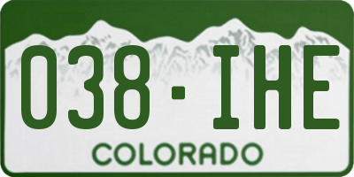 CO license plate 038IHE