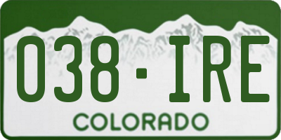CO license plate 038IRE