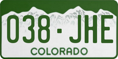 CO license plate 038JHE