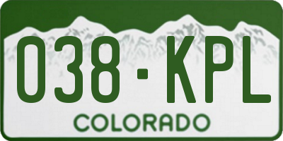 CO license plate 038KPL