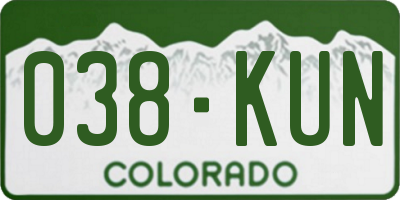 CO license plate 038KUN