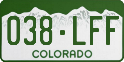 CO license plate 038LFF