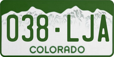 CO license plate 038LJA