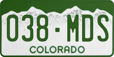 CO license plate 038MDS