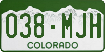 CO license plate 038MJH
