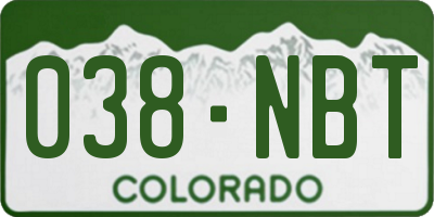 CO license plate 038NBT