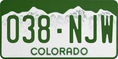 CO license plate 038NJW