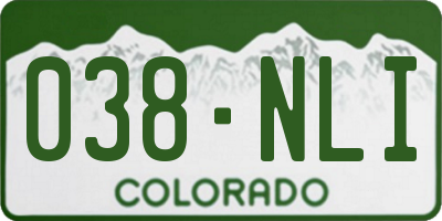 CO license plate 038NLI