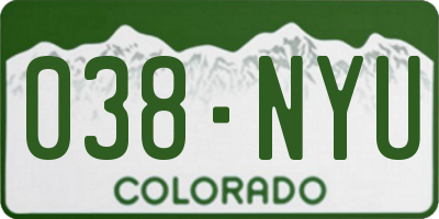 CO license plate 038NYU
