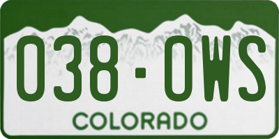 CO license plate 038OWS