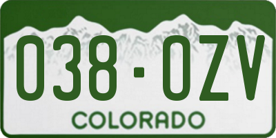 CO license plate 038OZV