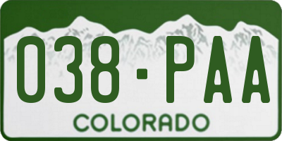 CO license plate 038PAA