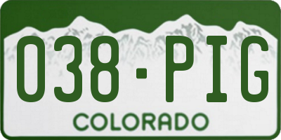 CO license plate 038PIG