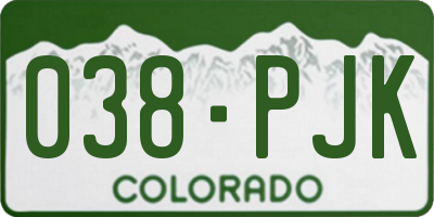 CO license plate 038PJK
