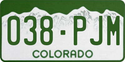 CO license plate 038PJM
