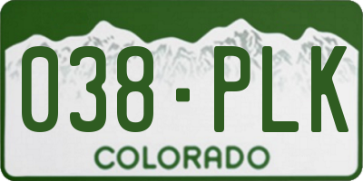 CO license plate 038PLK