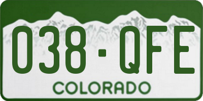 CO license plate 038QFE