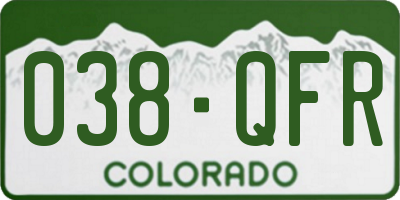 CO license plate 038QFR