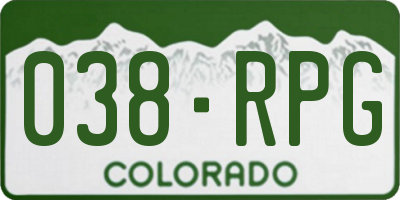 CO license plate 038RPG