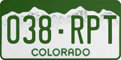 CO license plate 038RPT