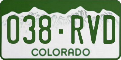 CO license plate 038RVD