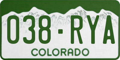 CO license plate 038RYA