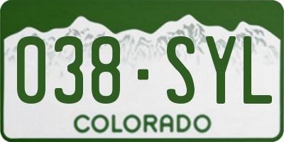 CO license plate 038SYL