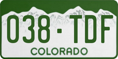 CO license plate 038TDF