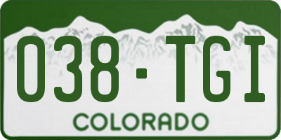 CO license plate 038TGI