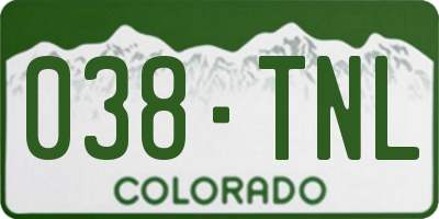 CO license plate 038TNL