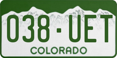 CO license plate 038UET
